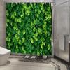 Vibrant Green Leaf Shower Curtain - Waterproof, Mildew-Resistant With Lush Foliage Design For Fresh And Natural Bathroom Decor