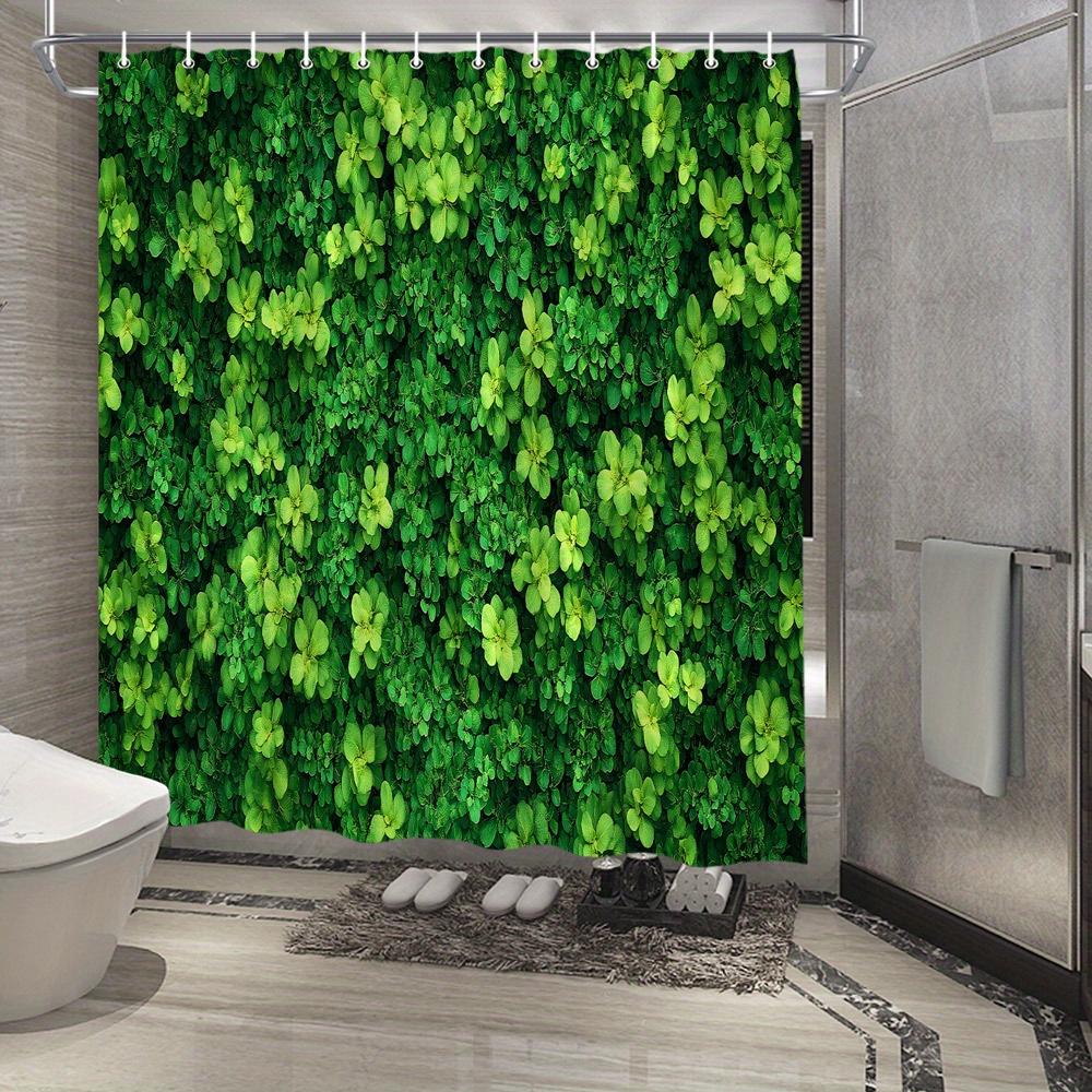 Vibrant Green Leaf Shower Curtain - Waterproof, Mildew-Resistant With Lush Foliage Design For Fresh And Natural Bathroom Decor
