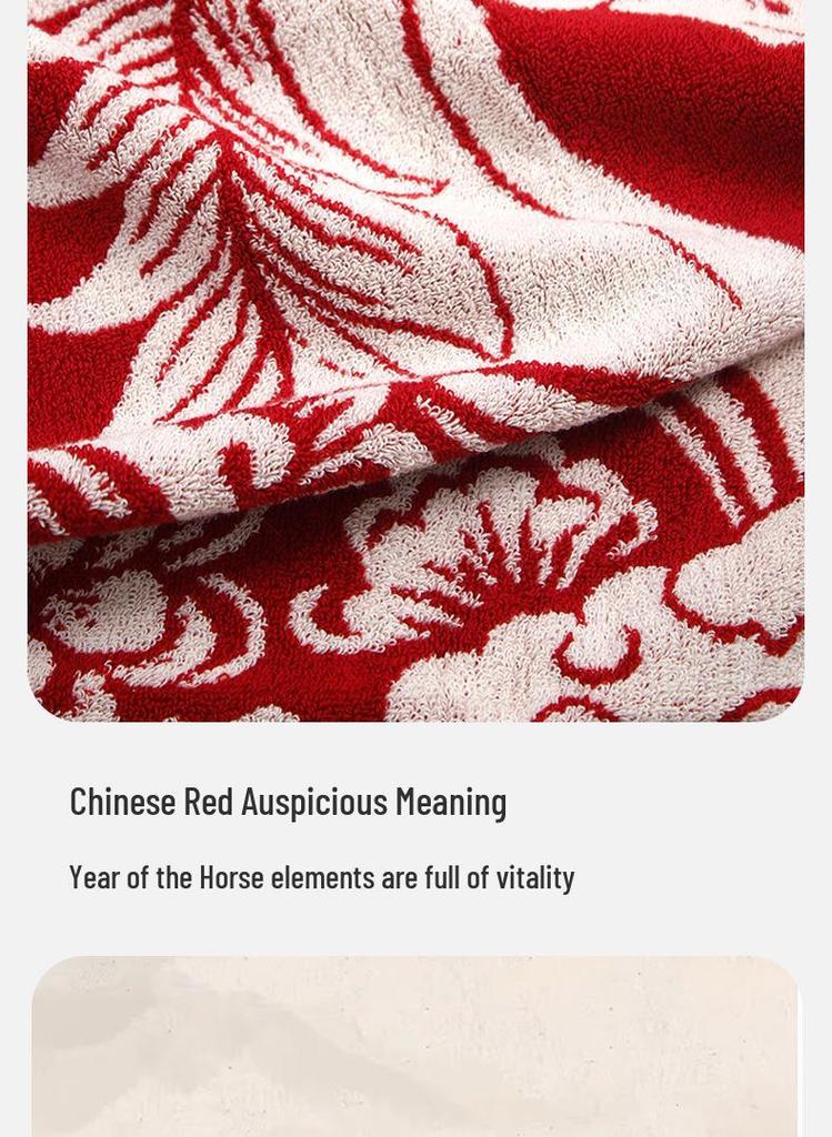 Chinese Zodiac Dragon Horse Red Towel: Soft, Absorbent Face Wash & Gift Towel