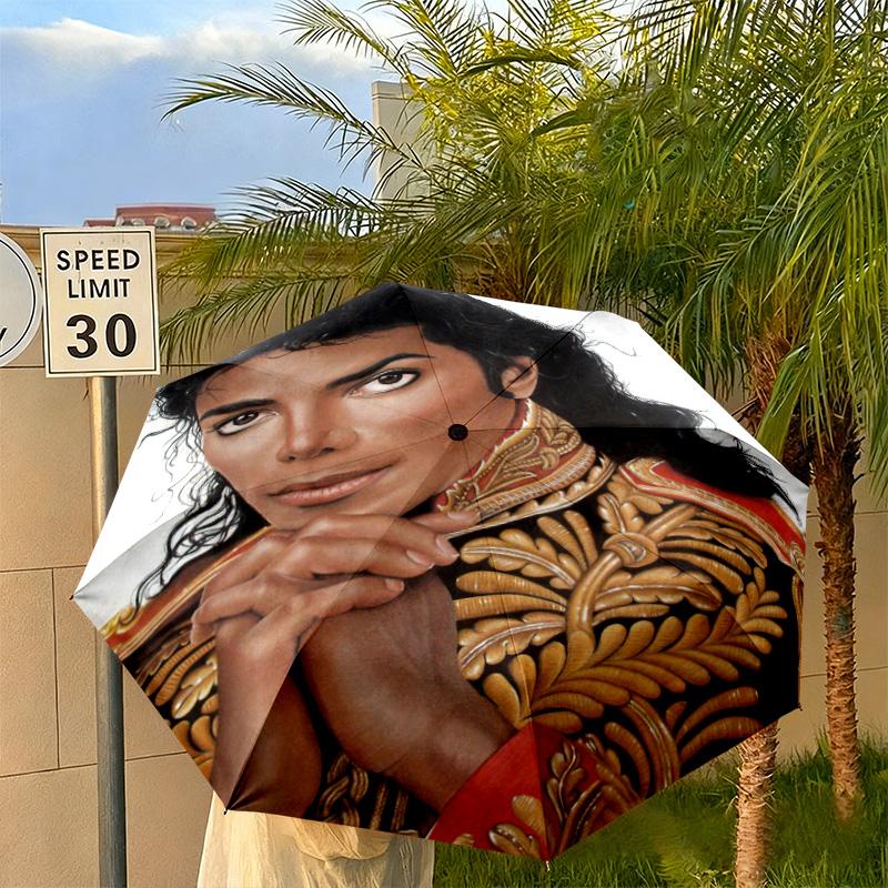 1PC Michael Jackson Automatic Umbrella - Suitable Travel Outdoor Portable Umbrella Birthday Gift Daily Essentials