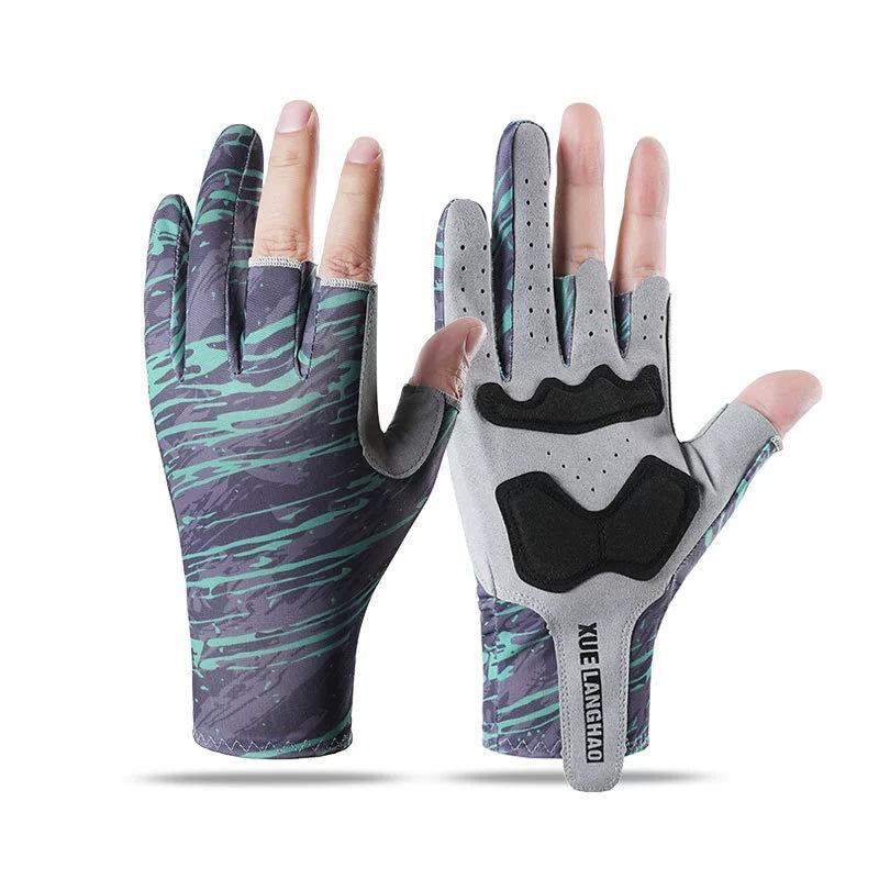Outdoor fishing riding thin half-finger gloves men and women fishing riding driving shock absorption non-slip exposed finger breathable gloves
