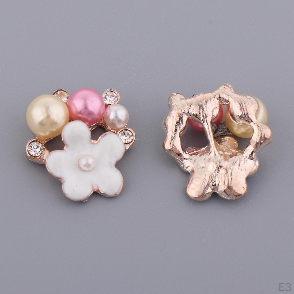 10 Pieces Flatback flower Rhinestone Crafts For Brooch , Card Making Party Decorations (2 Styles)