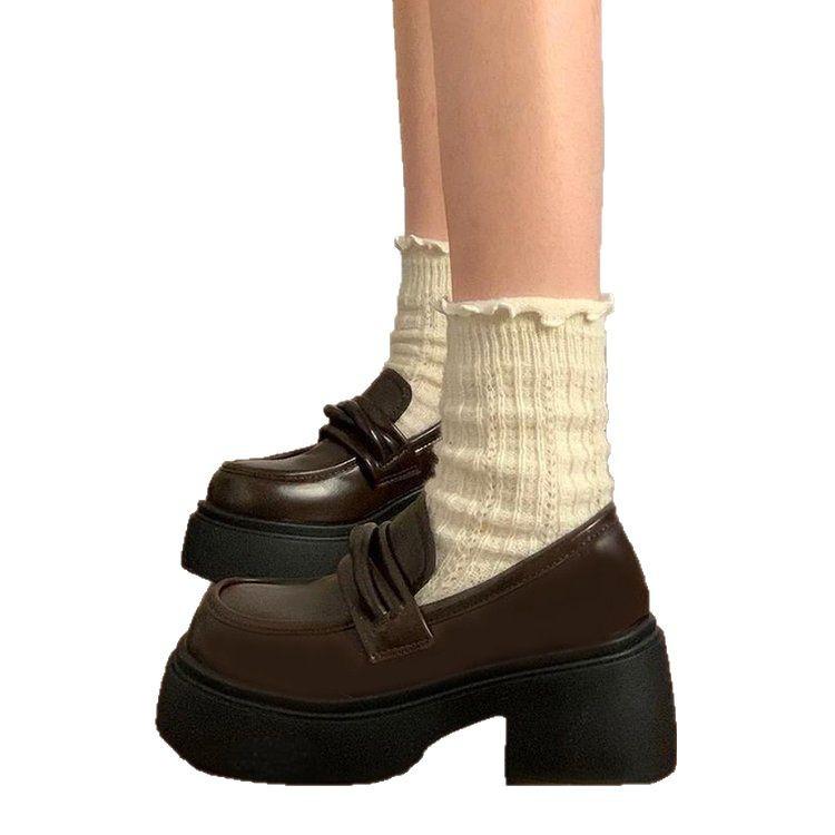 French British Style Shallow Mouth Mary Jane Single Shoes Women's 2025 Spring New Models with Skirts Jk Small Leather Shoes Platform Versatile