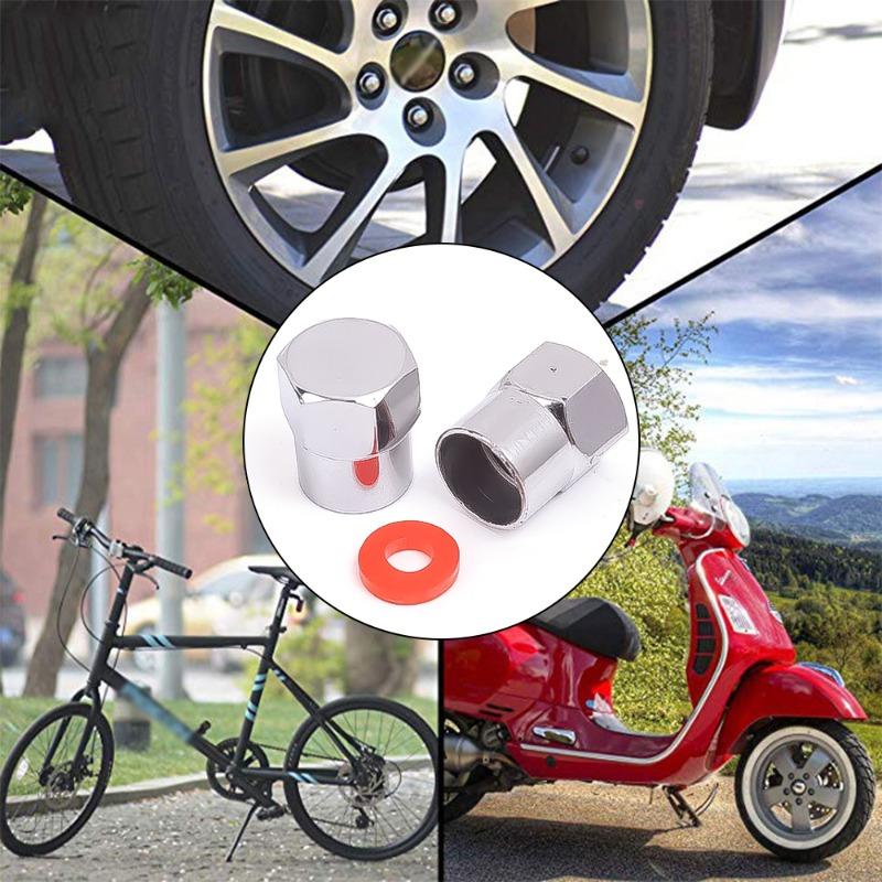 20/10Pcs Car Flat Head Valve Cap Universal Hexagonal Chrome Plated Dust Wheel Nozzle Decor Tyre Valve Stem Caps Auto Accessories