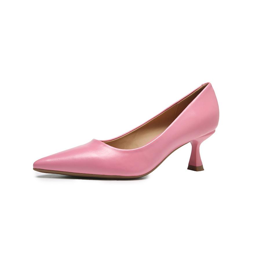 Soft Leather Concise Ladies Office Shoes  Spring Shallow Comfort 6.0cm High Heels Women Pumps Dress Pointy Toe Wedding Shoes