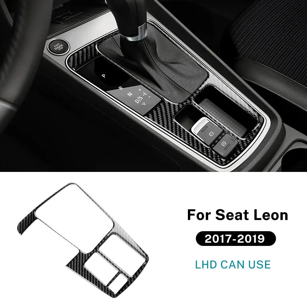 For SEAT Leon 2017 2018 Real Soft Carbon Fiber Sticker LHD RHD Car Gear Shift Inner Frame Panel Trim Interior Accessories