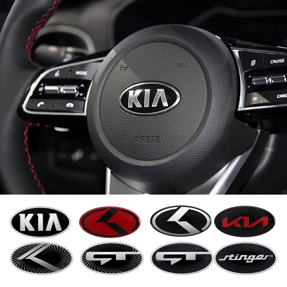 61MM Auto Aluminum Emblem Decor 3D Steering Wheel Center Sticker For KIA Sportage Ceed Sorento Cerato Optima GT STINGER Rio Soul