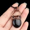 Retro Red Copper Bag Shaped Natural Healing Rose Quartz Stone Pendant for Women Men Jewelry Making