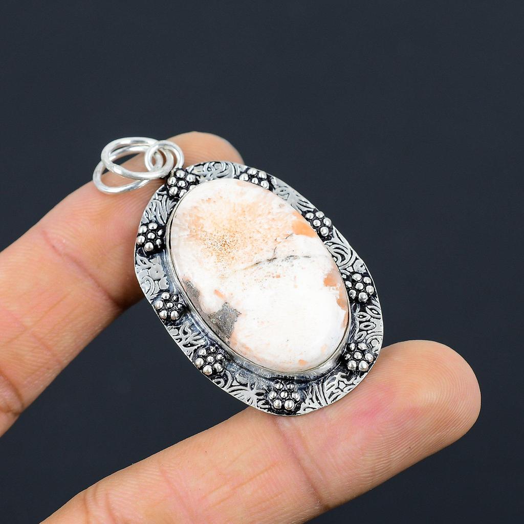 Friendship Day Sale Crown Chakra Scolecite Stone Mother Pendant Sterling Silver