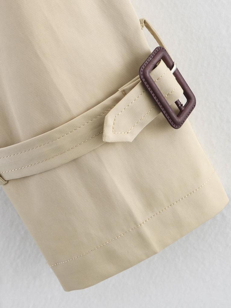 Dámský módní krátký trenčkot v evropském a americkém stylu na jaro 2025 s páskem