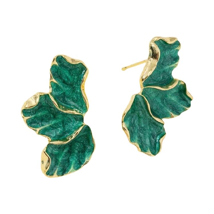 Retro Inspire Maple Leaf And Flower Earrings With Oil Drip Detailing Portable for Enhancing Fashionable Outfits