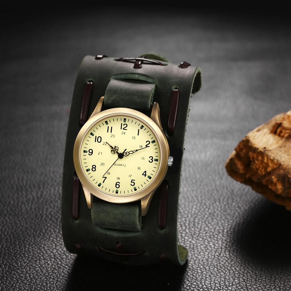 Punk and Rock Antique Watch with Genuine Leather Waterproof Analog Quartz Watch with Leather Motorcycle Fashion Watch Perfect Gift for and Day Men's