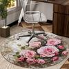 Floral Elegance In Pink Roses round carpet Chair cushion Round Entryway Rug, Soft Round Rugs for Living Room, Bedroom, Circle Carpet decor gifts