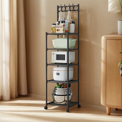 5 Tier Storage Shelves 110LBS Heavy Duty Shelving Unit with Rolling Wheels Storage Rack for Kitchen Laundry Pantry Closet