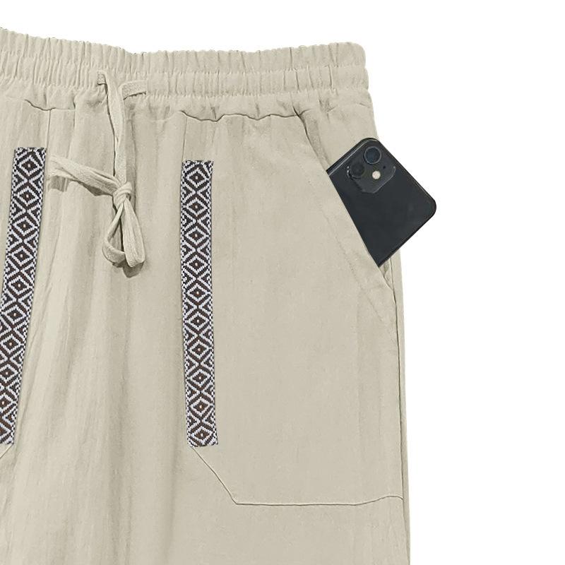 Four seasons men's linen breathable bohemian style loose wide-leg hip-hop casual sports trousers men