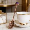Crystal Coffee Scoop Vintage Carved Stirring Spoon Irregular Polished Stone Dessert Spoon Unique Handcrafted Utensil for Coffee Tea Home Decor