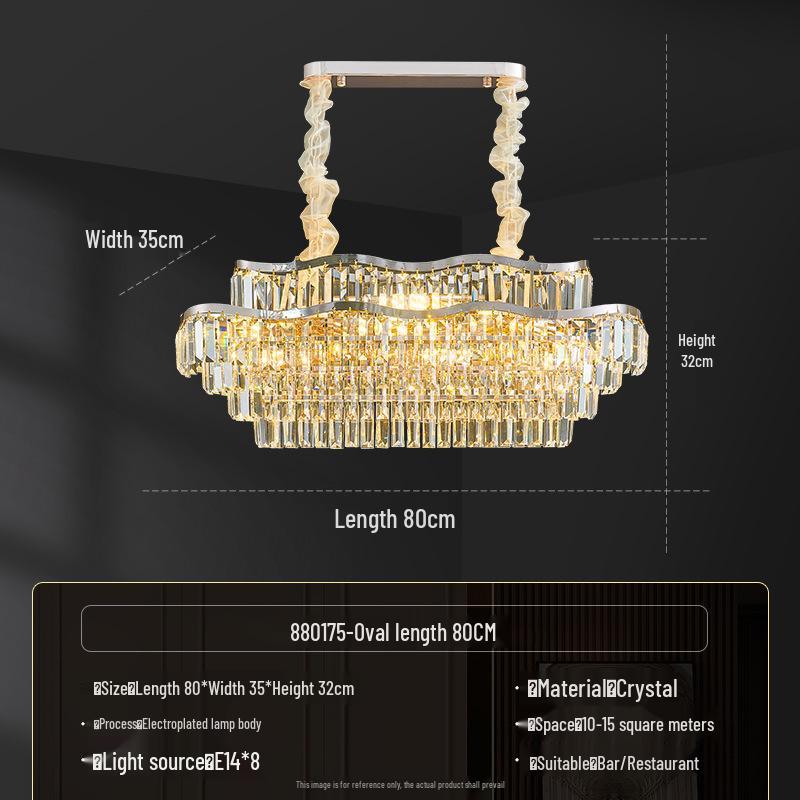 Postmodern Retro Wave Crystal Chandelier for Living Room, Bedroom, or Dining Light - Eye Protection & Atmospheric Design