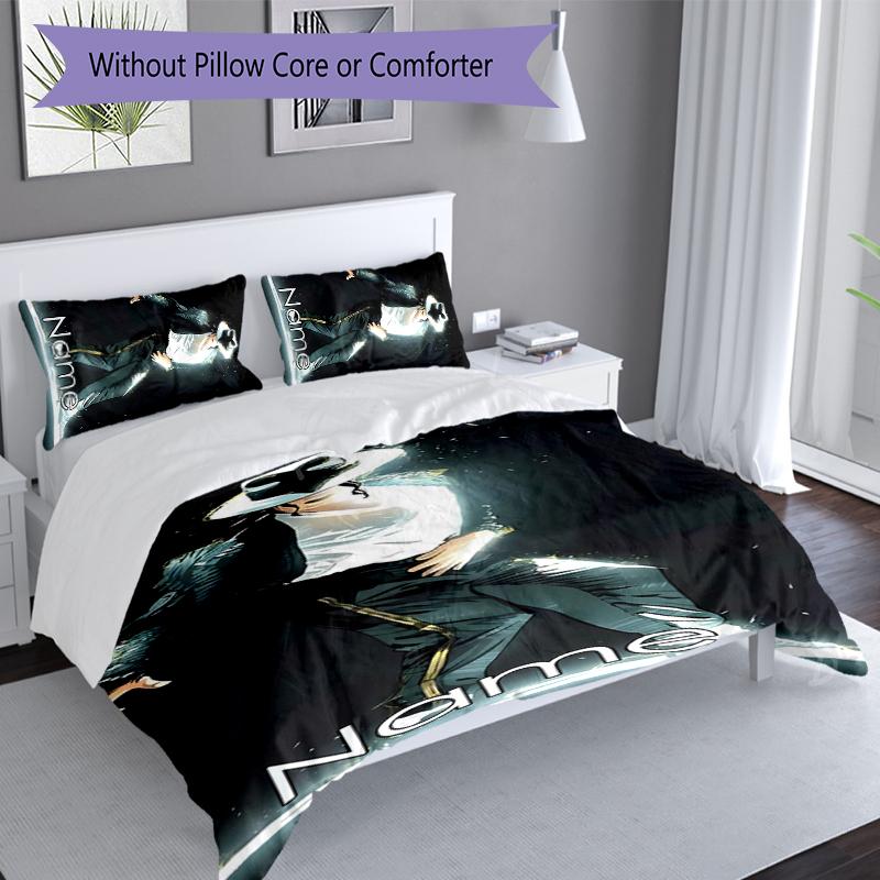 3pcs Custom Name Michael Jackson Set,Includes 1 Duvet Cover and 2 Pillowcases,All-season Bedroom Decor