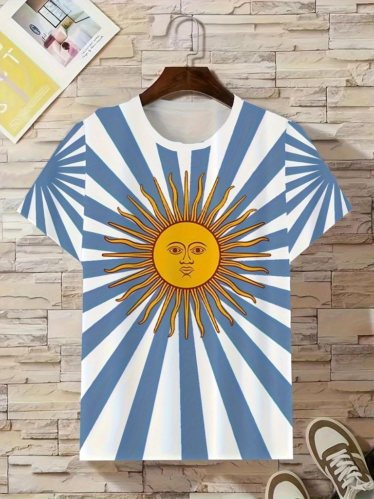 Uruguay Flaggenmuster Herren Damen T-Shirt Fußballtrikots Täglich Lässig Sport Übergröße Fitnessstudio Oberteile 3D Druck T-Shirt Für Mann Kleidung