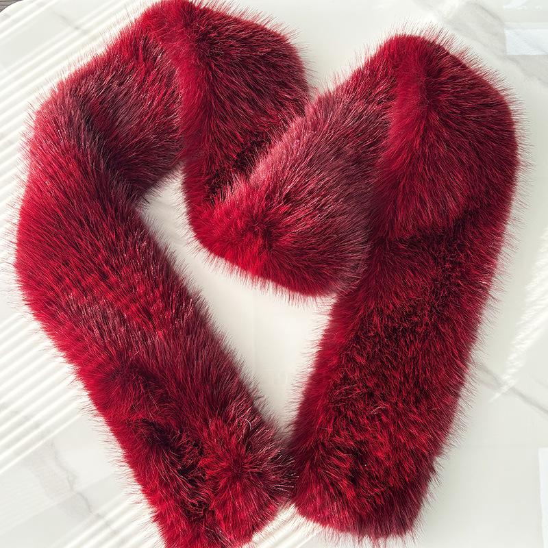European and American Style Thickened Imitation Fox Fur Scarf: Warm, Versatile, Plush Neck Warmer