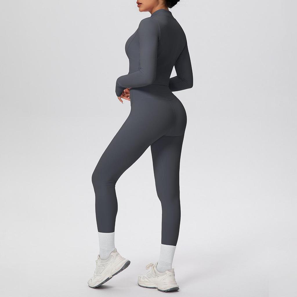 Solid Color Racerback Yoga Three-piece Set for Fitness & Running