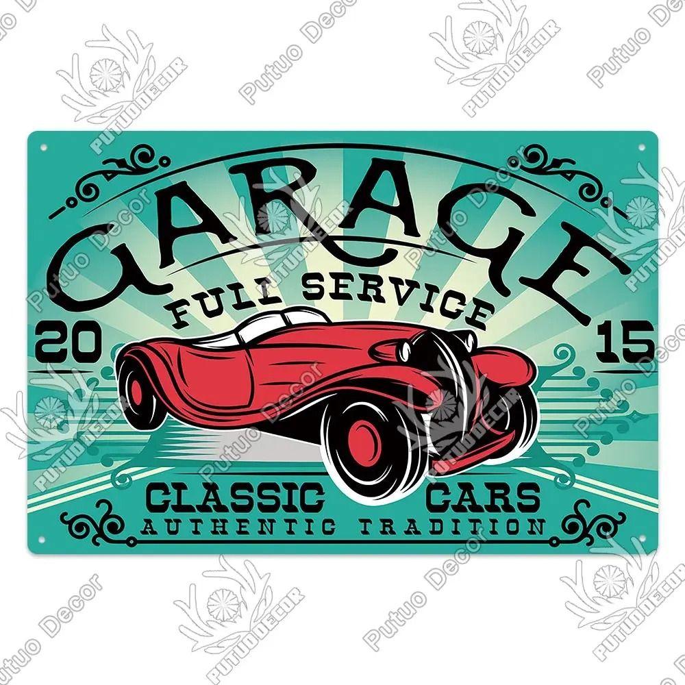 Metalowy Znak Ścienny Garage Bar, Tabliczka Dekoracyjna Wnętrza Samochodu 20x30cm