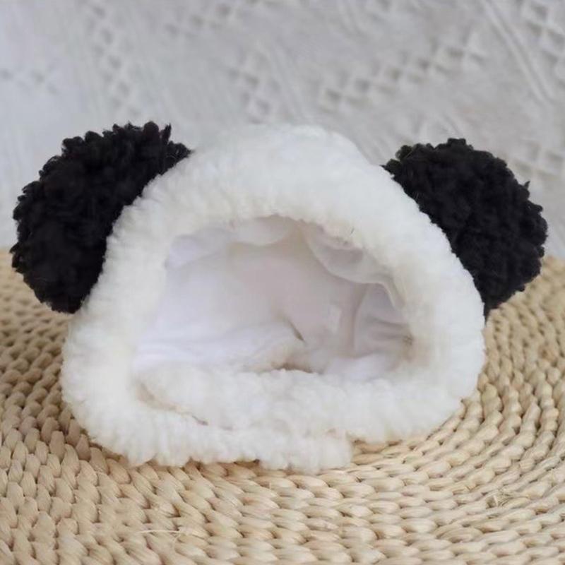 Cute Cats Hat Small Dog Headwear with Ears Pet Holiday Accessories Panda Shape Photo Props for Cats and Dogs