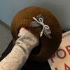 Solid Color Beanie Cap Pearl Plaid Artist Painter Cap Knitted Beret Hat  Autumn and Winter Warmth