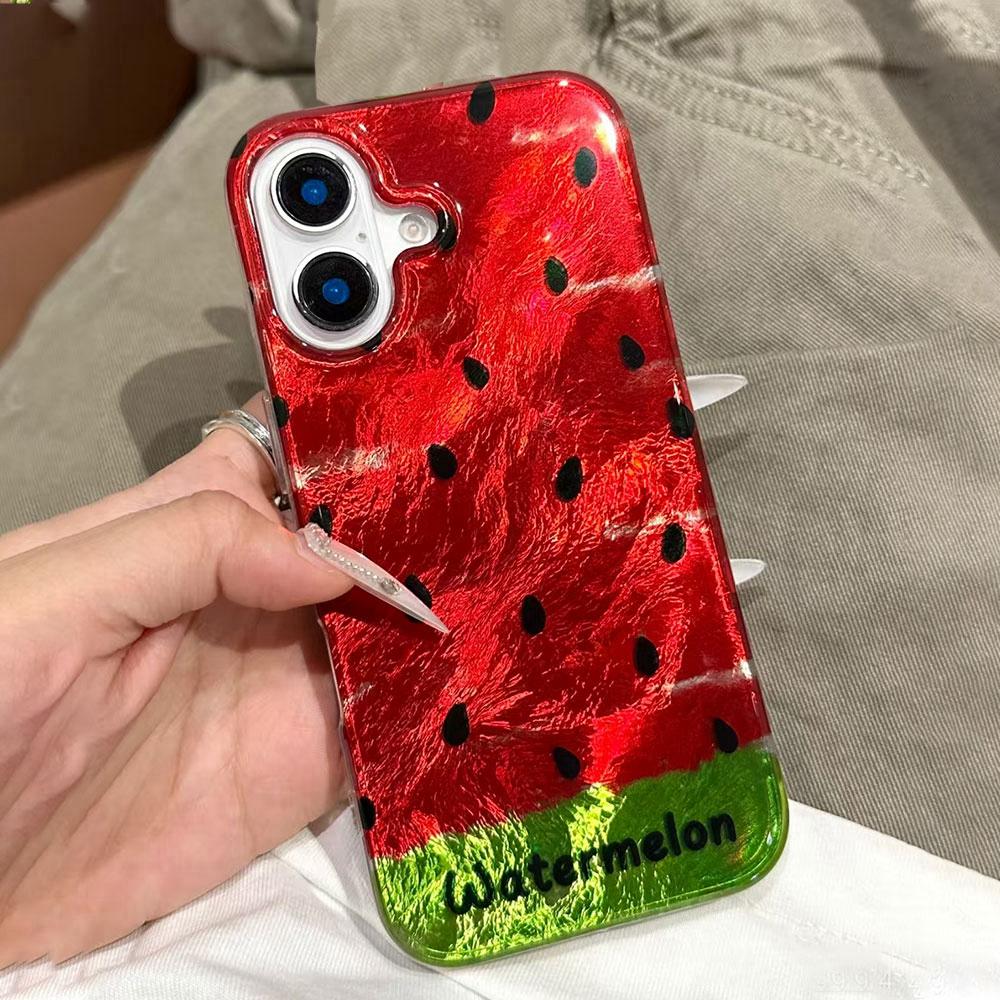 Watermelon Cherry Fruits Glacier Texture Phone Case for iphone 16 15 14 7 8 Plus 13 11 12 Pro Max X XS XR SE 2022 Back TPU Cover