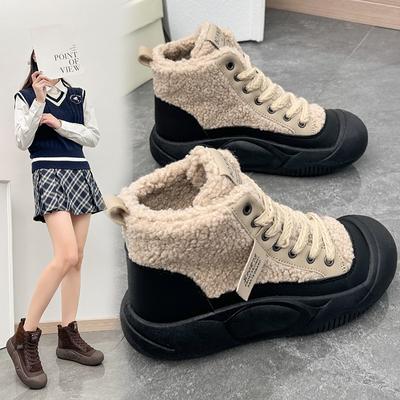 Mode 2024 Neue Winterstiefel Damen Stiefeletten Warme Plüsch Damen Schuhe Sneakers Ballerinas Schnürschuhe Damenschuhe Weibliche Kurze Schneestiefel