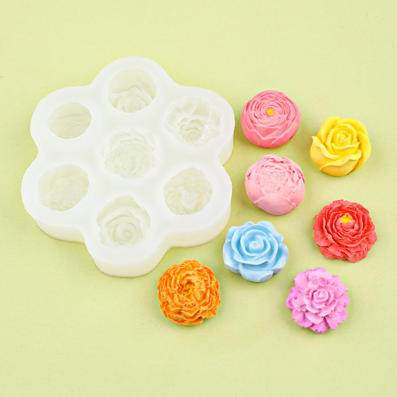 Aroma Candle and Chocolate 3D Rose Peony Silicone Mold for DIY Car Freshener