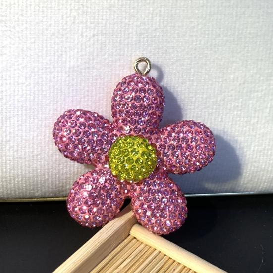 Keychain Pendant Small Flowers Shiny Rhinestone Sunflower Charm Key Chain Decorative Backpack Bag Accessories