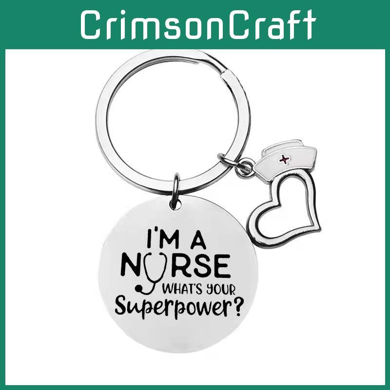 Unique Stainless Steel Keychain Gift For Nurses With Customizable Nurse Cap Design