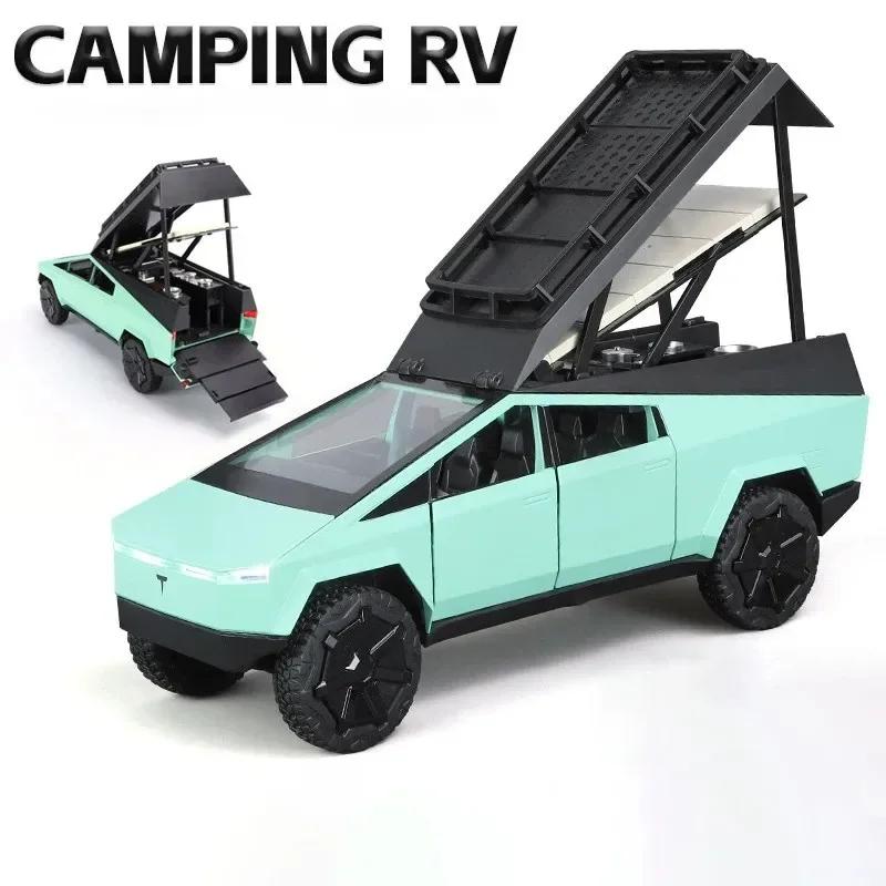 AKW1 1:24 Tesla Cybertruck Camping Wohnmobil Legierung Auto Modell Druckguss Spielzeugfahrzeuge Ton und Licht Kinderspielzeug Sammlerstücke Geburtstagsgeschenk