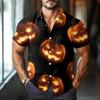 Men's Fashion Casual Loose Halloween Printed Short Sleeve Shirt