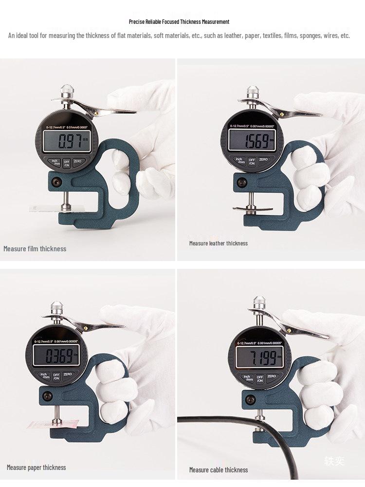 Digital Thickness Gauge for Pipe, Paper, Film, Fabric, Tape, Leather - Large Span Desktop Meter