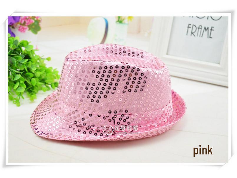 Children's Two-Color Striped Sequined Performance Jazz Hat