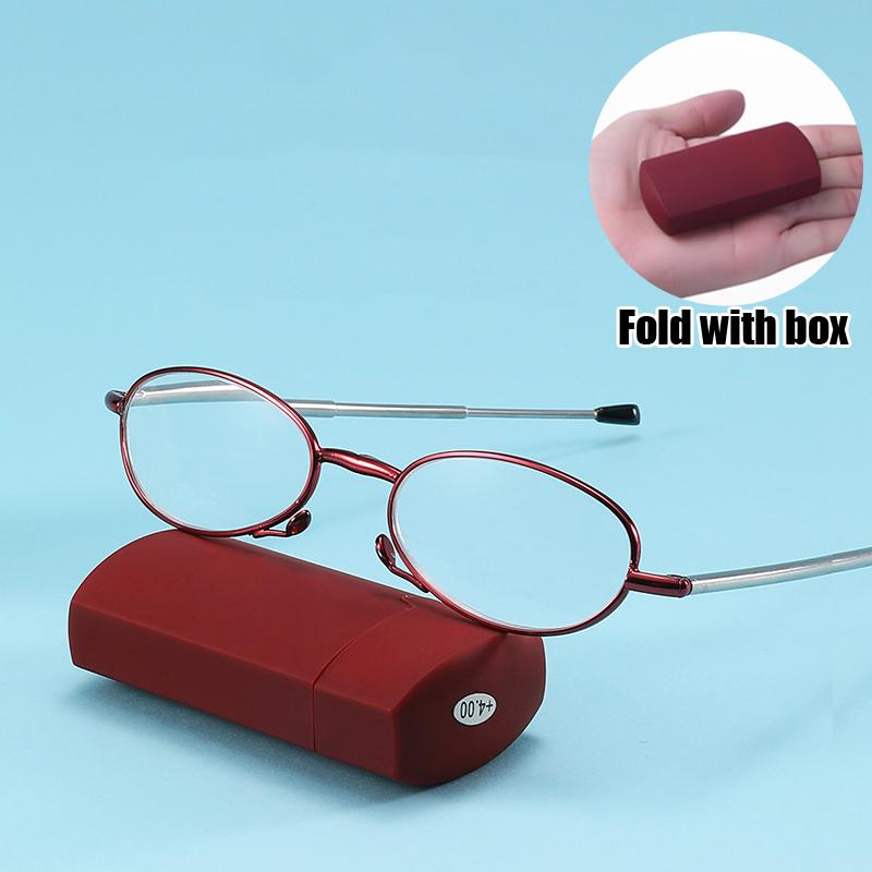 

Fashion Mini Folding Women Men s Reading Eyeglasses Anti Blue Ray Presbyopia Glasses Retro Portable Hyperopia Eyewear To +4.0