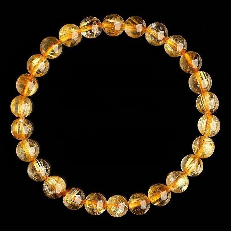 Natürliches Goldrutil-Quarz-Armband mit poliertem Finish für Paare und als Geschenk