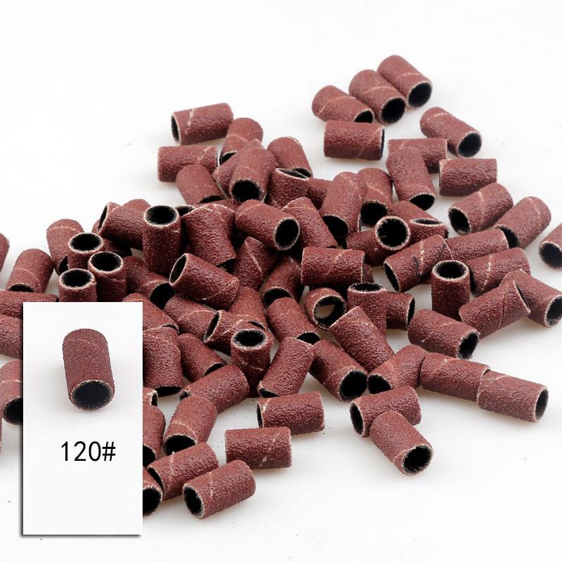 100pcs Nail Art Sanding Bands 80# 120# 180# Grinding Sand Ring Bit Manicure Tools