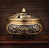 Large Antique Brass Sandalwood Incense Burner for Indoor Use - Retro Coil Design for Tea Ceremony