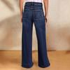 Women's Spring Lace Up Elastic Jeans Straight Leg Wide Leg Pants