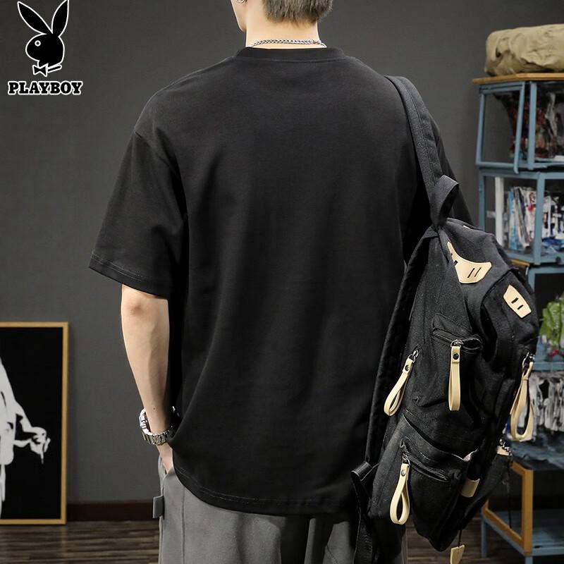 PLAYBOY Men's Pure Cotton Short Sleeve Crew Neck T-Shirt