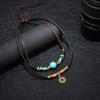 Goth Multi-layer Ancient Tribe Vintage Coin Pendant Leather Beaded Weaved Prayer Necklace Fashion Jewelry Gifts