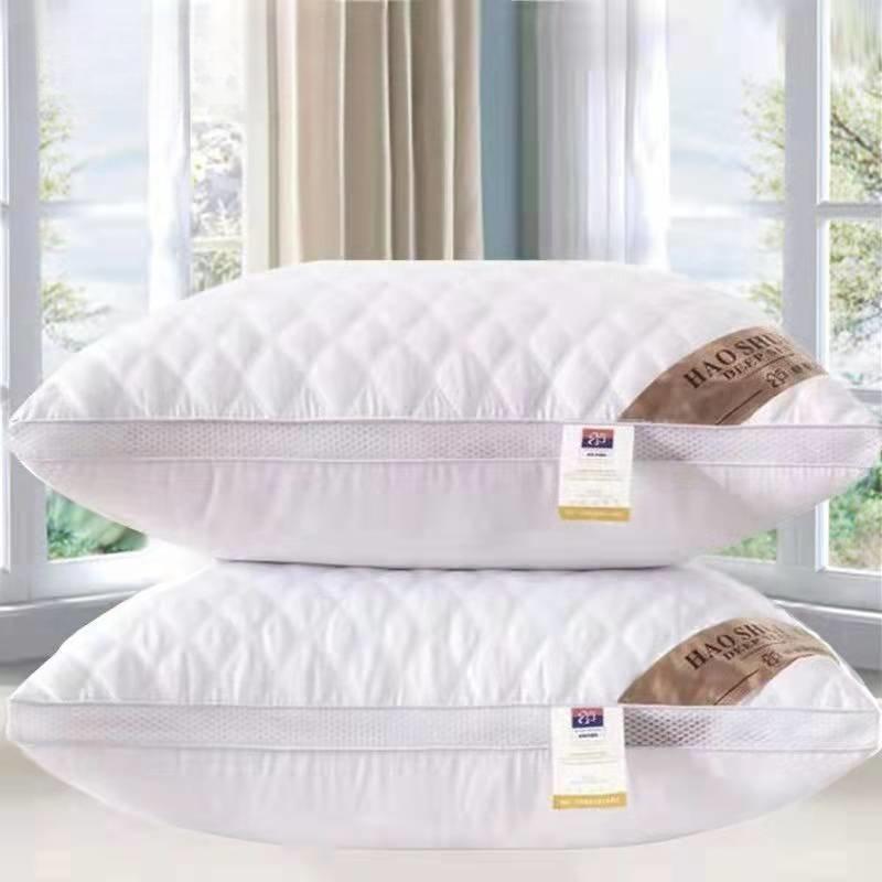 Cotton Pillow Bedroom Bed Sleep Cervical Pillow Middle-high Pillow Core Frosted Thickened Machine Wash Quilt Cover White