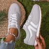 Fashion Women's Lightweight Casual Sneakers Fashion Non Slip Lace Up Sports Shoes for Women Striped Pattern Comfortable Walking Shoes