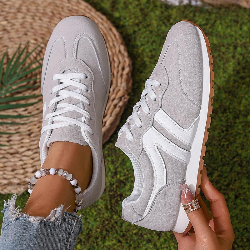 Fashion Women's Lightweight Casual Sneakers Fashion Non Slip Lace Up Sports Shoes for Women Striped Pattern Comfortable Walking Shoes