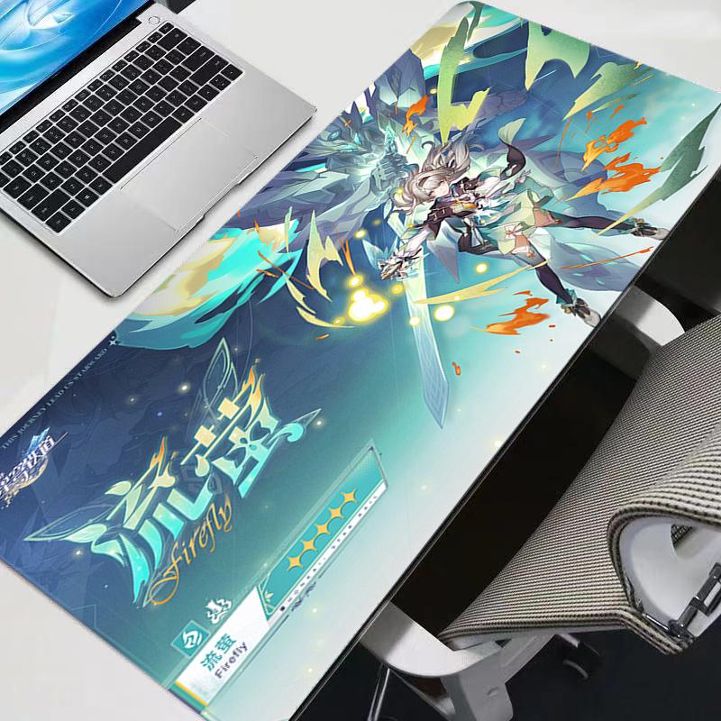 Large Cartoon Mousepad Non-slip Cute Anime Gaming Mouse Pad Honkai Star Rail Firefly Fashion Computer Desk Pad Keyboard Rug