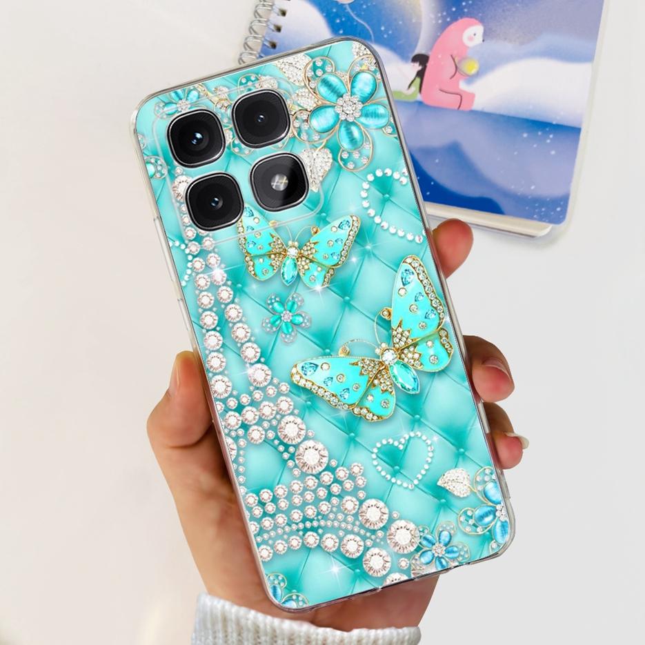 For Xiaomi 14T Pro Case Stylish Flowers Painted Cover 6.67'' Clear Silicone Phone Case For Xiaomi Mi 14T 14TPro Mi14T Soft Shell