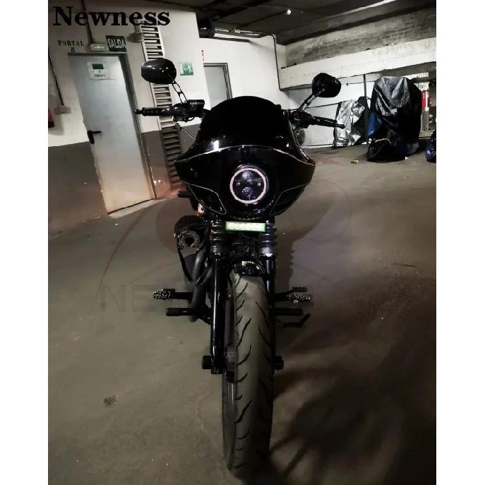 Gloss Black Motorcycle Headlight Fairing Mask 5 3/4" Headlamp Windshield Cover For Harley Sportster Iron Dyna FX XL 883 1200